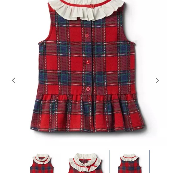 NWOT Janie and Jack girls ruffled neck peplum plaid top - Picture 3 of 5